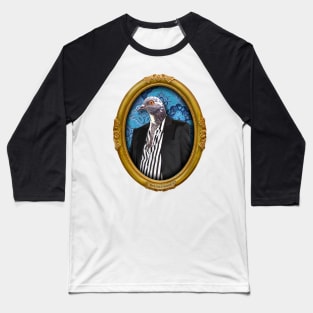 Blue Pigeon Lady in Vintage Frame Baseball T-Shirt